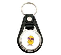 Huuraa Anhänger Cool Küken Comic Geschenk Metall mit Kunstleder Einkaufswagenlöser Cool Küken Präsent