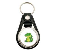 Huuraa Anhänger Krokodil Comic Geschenk Metall mit Kunstleder Einkaufswagenlöser Krokodil Präsent