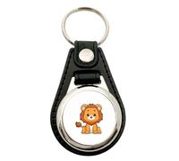 Huuraa Anhänger Löwe Comic Geschenk Metall mit Kunstleder Einkaufswagenlöser Löwe Präsent