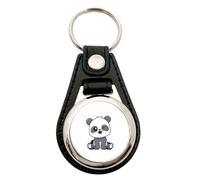 Huuraa Anhänger Panda Comic Geschenk Metall mit Kunstleder Einkaufswagenlöser Panda Präsent