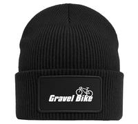 Huuraa Beanie Gravel Bike Fahrrad Black doppellagige Polyacryl Mütze mit Patch Geschenkidee