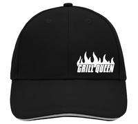 Huuraa Cappy Mütze Grill Queen Flammen Black/Light Grey Baumwolle 6-Panel Kappe Geschenkidee