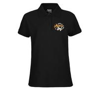 Huuraa Damen Polo Shirt Love & Joy Schriftzug XL Black Bio Baumwolle Fairtrade Poloshirt Geschenkidee