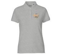 Huuraa Damen Polo Shirt Love & Joy Schriftzug XL Sport Grey Bio Baumwolle Fairtrade Poloshirt Geschenkidee