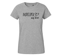 Huuraa Damen T-Shirt Mariupol My Love XXL Sport Grey Bio Baumwolle Fairtrade Damenshirt Geschenkidee