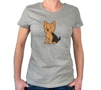 Huuraa Damen T-Shirt Yorkshire Terrier Yorkie Comic XL Sport Grey Bio Baumwolle Fairtrade Damenshirt Geschenkidee