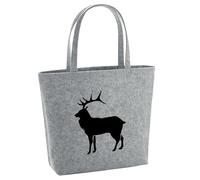 Huuraa Filzshopper Hirsch Silhouette 22 Liter Grey Melange Filztasche Geschenkidee
