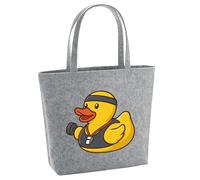 Huuraa Filzshopper Quietscheente Fitness-Trainer Gummiente Coach 22 Liter Grey Melange Filztasche Geschenkidee