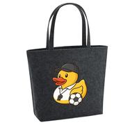 Huuraa Filzshopper Quietscheente Fussball-Trainer Gummiente Coach 22 Liter Charcoal Melange Filztasche Geschenkidee