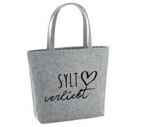Huuraa Filzshopper Sylt verliebt 22 Liter Grey Melange Filztasche Geschenkidee