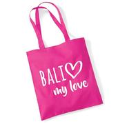 Huuraa Jutebeutel Bali my love 10 Liter Fuchsia Baumwolle Tasche Geschenkidee