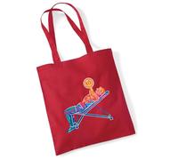 Huuraa Jutebeutel Fitness Training Bench Press bunte Silhouette 10 Liter Classic Red Baumwolle Tasche Geschenkidee