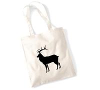 Huuraa Jutebeutel Hirsch Silhouette 10 Liter Natural Baumwolle Tasche Geschenkidee