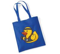 Huuraa Jutebeutel Quietscheente Fitness-Trainer Gummiente Coach 10 Liter Bright Royal Baumwolle Tasche Geschenkidee