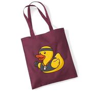 Huuraa Jutebeutel Quietscheente Fitness-Trainer Gummiente Coach 10 Liter Burgundy Baumwolle Tasche Geschenkidee
