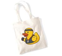 Huuraa Jutebeutel Quietscheente Fitness-Trainer Gummiente Coach 10 Liter Natural Baumwolle Tasche Geschenkidee