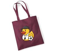 Huuraa Jutebeutel Quietscheente Fussball-Trainer Gummiente Coach 10 Liter Burgundy Baumwolle Tasche Geschenkidee