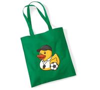 Huuraa Jutebeutel Quietscheente Fussball-Trainer Gummiente Coach 10 Liter Kelly Green Baumwolle Tasche Geschenkidee