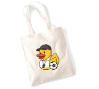 Huuraa Jutebeutel Quietscheente Fussball-Trainer Gummiente Coach 10 Liter Natural Baumwolle Tasche Geschenkidee