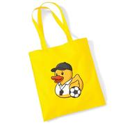Huuraa Jutebeutel Quietscheente Fussball-Trainer Gummiente Coach 10 Liter Yellow Baumwolle Tasche Geschenkidee