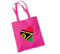 Huuraa Jutebeutel Vanuatu Flagge Herz 10 Liter Fuchsia Baumwolle Tasche Geschenkidee