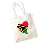 Huuraa Jutebeutel Vanuatu Flagge Herz 10 Liter Natural Baumwolle Tasche Geschenkidee