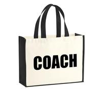 Huuraa Jutetasche für Coach Training Geschenk 21 Liter Black Jute und Baumwolle Einkaufstasche für Coach Geschenkidee