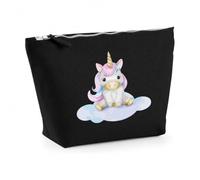 Huuraa Kulturbeutel Einhorn Fabelwesen Geschenk | Reise Kulturtasche 5 Liter Schminktasche Black Baumwolle Schwarzer Kosmetiktasche Geschenkidee Kosmetikbeutel