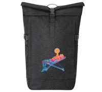 Huuraa Kurierrucksack Fitness Training Bench Press bunte Silhouette 30-44 Liter Black Melange Fairtrade Rolltop Rucksack Geschenkidee
