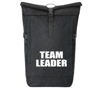 Huuraa Kurierrucksack Team Leader Schriftzug 30-44 Liter Black Melange Fairtrade Rolltop Rucksack Geschenkidee