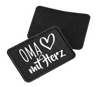 Huuraa Patch Oma mit Herz Geschenk Black für Mütze Oma Präsent