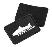 Huuraa Patch Petri Heil Fischergruß Geschenk Black für Mütze Petri Heil Präsent