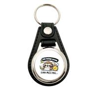 Huuraa Schlüsselanhänger Der frühe Vogel kann mich mal Faultier Metall mit Kunstleder Schlüsselring Einkaufswagenchip Geschenkidee