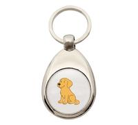 Huuraa Schlüsselanhänger Golden Retriever Goldie Comic Metall Schlüsselring Einkaufswagenchip Geschenkidee