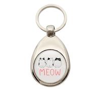 Huuraa Schlüsselanhänger Katzen Meow Comic Metall Schlüsselring Einkaufswagenchip Geschenkidee