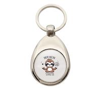 Huuraa Schlüsselanhänger Nur keinen Stress Yoga Faultier Metall Schlüsselring Einkaufswagenchip Geschenkidee