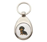 Huuraa Schlüsselanhänger Rauhaar Dackel Sausage Dog Comic Metall Schlüsselring Einkaufswagenchip Geschenkidee