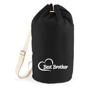 Huuraa Seesack Best Brother Heart 20 Liter Black Baumwolle Rucksack Geschenkidee