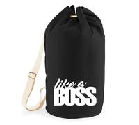 Huuraa Seesack like a Boss Spruch 20 Liter Black Baumwolle Rucksack Geschenkidee