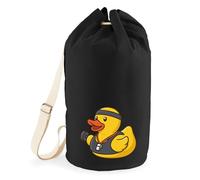 Huuraa Seesack Quietscheente Fitness-Trainer Gummiente Coach 20 Liter Black Baumwolle Rucksack Geschenkidee