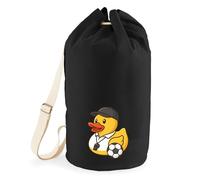 Huuraa Seesack Quietscheente Fussball-Trainer Gummiente Coach 20 Liter Black Baumwolle Rucksack Geschenkidee