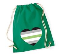 Huuraa Turnbeutel Agender Pride Flagge LGBTQ Herz Geschenk | Sportbeutel 12 Liter Kelly Green Baumwolle Grüner Rucksack Geschenkidee Unisex Beutel mit Kordelzug Baumwollbeutel