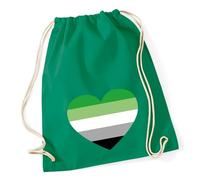 Huuraa Turnbeutel Aromantische Pride Flagge LGBTQ Herz Geschenk | Sportbeutel 12 Liter Kelly Green Baumwolle Grüner Rucksack Geschenkidee Unisex Beutel mit Kordelzug Baumwollbeutel