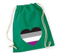 Huuraa Turnbeutel Asexuelle Pride Flagge LGBTQ Herz Geschenk | Sportbeutel 12 Liter Kelly Green Baumwolle Grüner Rucksack Geschenkidee Unisex Beutel mit Kordelzug Baumwollbeutel
