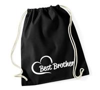 Huuraa Turnbeutel Best Brother Heart 12 Liter Black Baumwolle Rucksack Geschenkidee