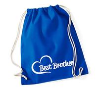 Huuraa Turnbeutel Best Brother Heart 12 Liter Bright Royal Baumwolle Rucksack Geschenkidee