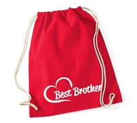 Huuraa Turnbeutel Best Brother Heart 12 Liter Classic Red Baumwolle Rucksack Geschenkidee