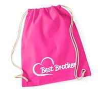 Huuraa Turnbeutel Best Brother Heart 12 Liter Fuchsia Baumwolle Rucksack Geschenkidee