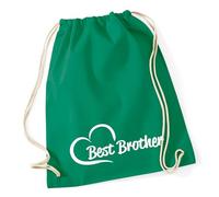 Huuraa Turnbeutel Best Brother Heart 12 Liter Kelly Green Baumwolle Rucksack Geschenkidee