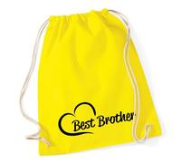Huuraa Turnbeutel Best Brother Heart 12 Liter Yellow Baumwolle Rucksack Geschenkidee